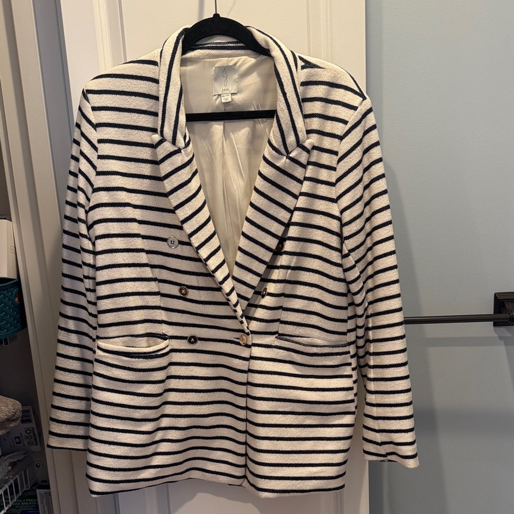 Joie Navy and White Striped Blazer size XL
